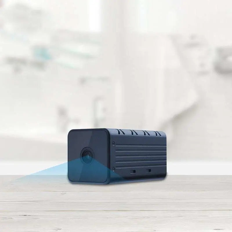 Black rectangular smart intercom network camera with glossy finish and horizontal ridges on the side