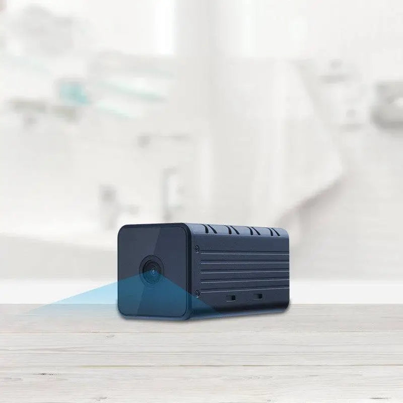 Black rectangular smart intercom network camera with textured ridged sides and a glossy lens cover for security use