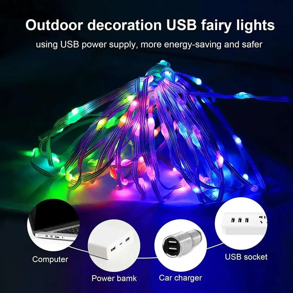 Colorful smart led string with rgb music sync feature and flexible twisted cord for outdoor music sync christmas decoration
