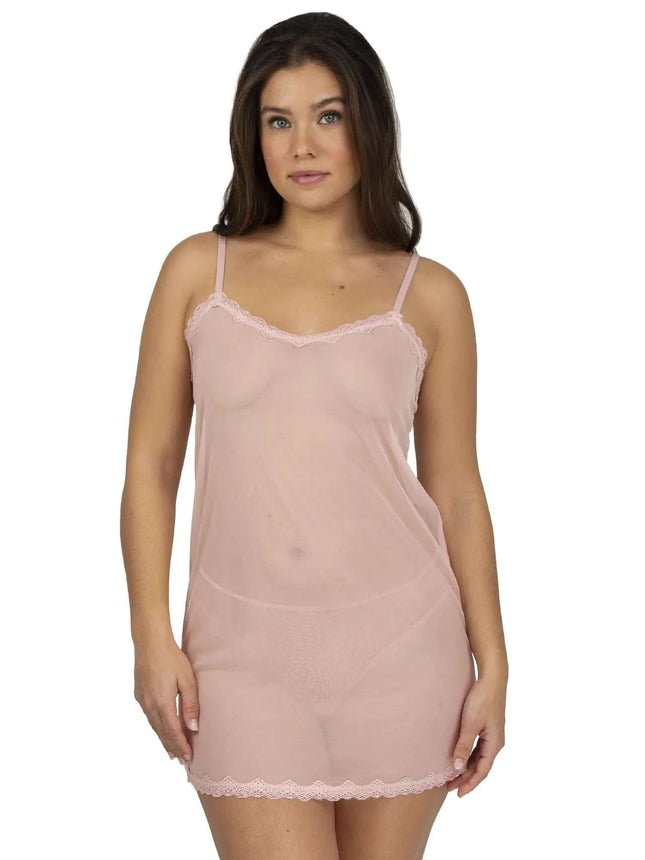 Smart & Sexy Womens Sheer Lace and Mesh Chemise Lingerie Blushing Rose 3X - Royalessencelux