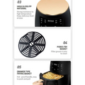 Black and gold royale essence lux smart touch air fryer with digital display and interchangeable baskets in glossy pp material