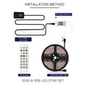 Smart wi-fi connectivity colorful led lights strip 5-meter flexible thin design with black protective casing