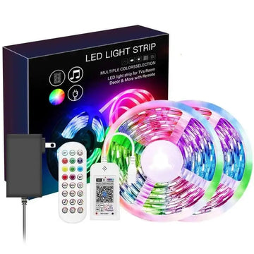 Smart wi-fi colorful led lights strip with flexible multi-colored illumination and remote control for color selection