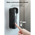 Black sleek smart wifi doorbell video doorbell intercom with hd video and two-way mobile phone connectivity feature