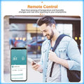 Smart wifi temperature and humidity sensor thermometer displaying real-time home’s climate data on a smartphone