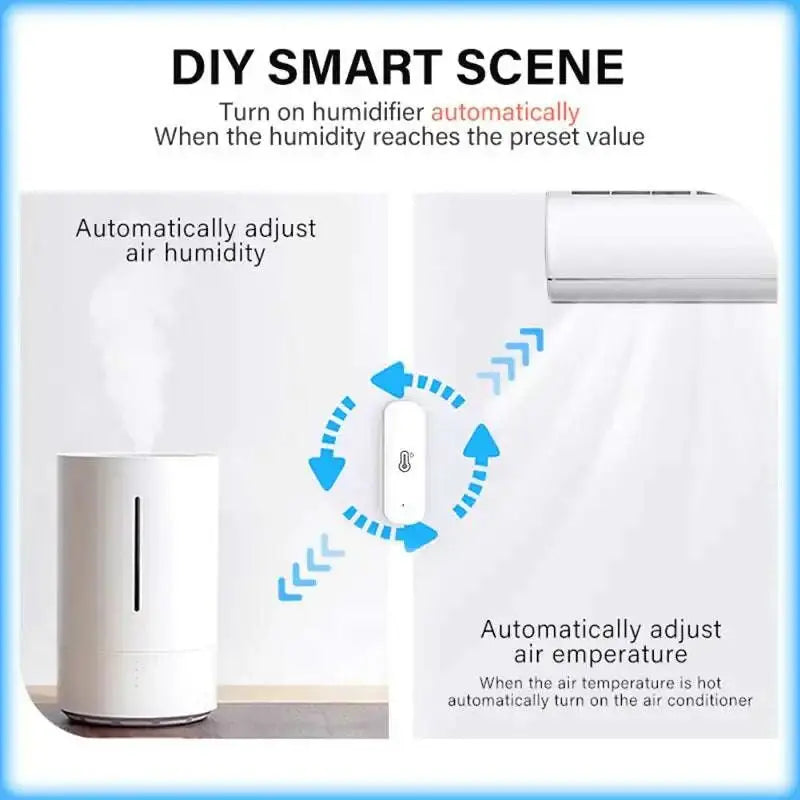 White cylindrical humidifier with sleek minimalist design and vertical slit for smart wifi temperature and humidity sensor thermometer monitoring home’s climate