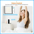 White rectangular smart wifi temperature and humidity sensor thermometer with temperature icon and wi-fi symbol