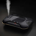 Black sleek solar car air purifier with matte finish, subtle gold trim, and green led indicators for vehicles