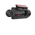 Black dual-lens hidden tachograph dash camera with matte finish and red solar panel accent for data storage