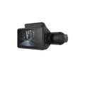 Black plastic solar powered hidden tachograph dash camera with red solar panel and small screen displaying city street scene