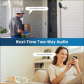 White solar powered wireless security camera mounted on house wall ideal for protecting luxury women’s fashion items