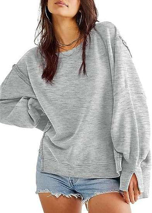 Solid Oversized Sweatshirt Crew Neck Long Sleeve Pullover Hoodies Tops Fashion Fall Women Clothes Winter - Royalessencelux