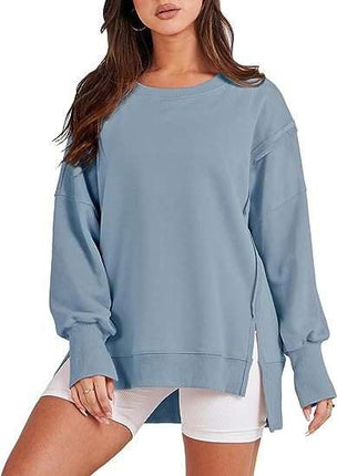 Solid Oversized Sweatshirt Crew Neck Long Sleeve Pullover Hoodies Tops Fashion Fall Women Clothes Winter - Royalessencelux