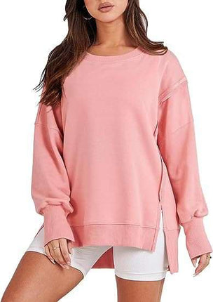 Solid Oversized Sweatshirt Crew Neck Long Sleeve Pullover Hoodies Tops Fashion Fall Women Clothes Winter - Royalessencelux