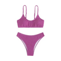 Soly Hux bikini textured purple two piece swimsuit with thin straps white lining and moderate bottoms length