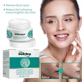 White jar of south moon brightening spot whitening cream with teal label and matching box for black spot correction