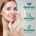 A woman applies south moon brightening white creamy spot correction agent for black spot correction on her cheeks