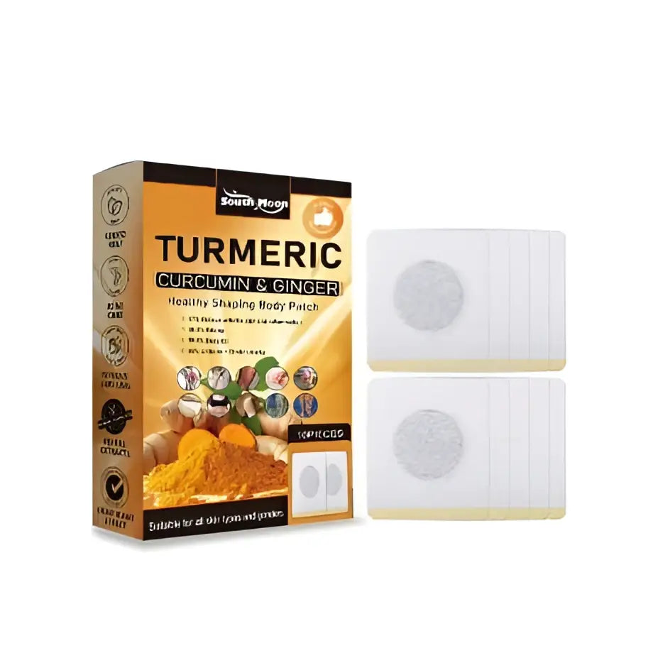 South Moon Herbal Beauty shaping body patch pack with turmeric curcumin and ginger containing ten white adhesive patches