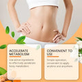 A woman shows a toned midriff wearing white crop top and shorts with south moon herbal beauty shaping body patch containing turmeric curcumin