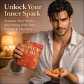 Orange pouch of winyel spicy cubes gummies with chili pepper maca root and muira puama for hormonal balance and intimate health