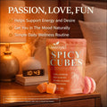 A pink and orange glossy pouch of winyel spicy cubes gummies for hormonal balance and intimate health
