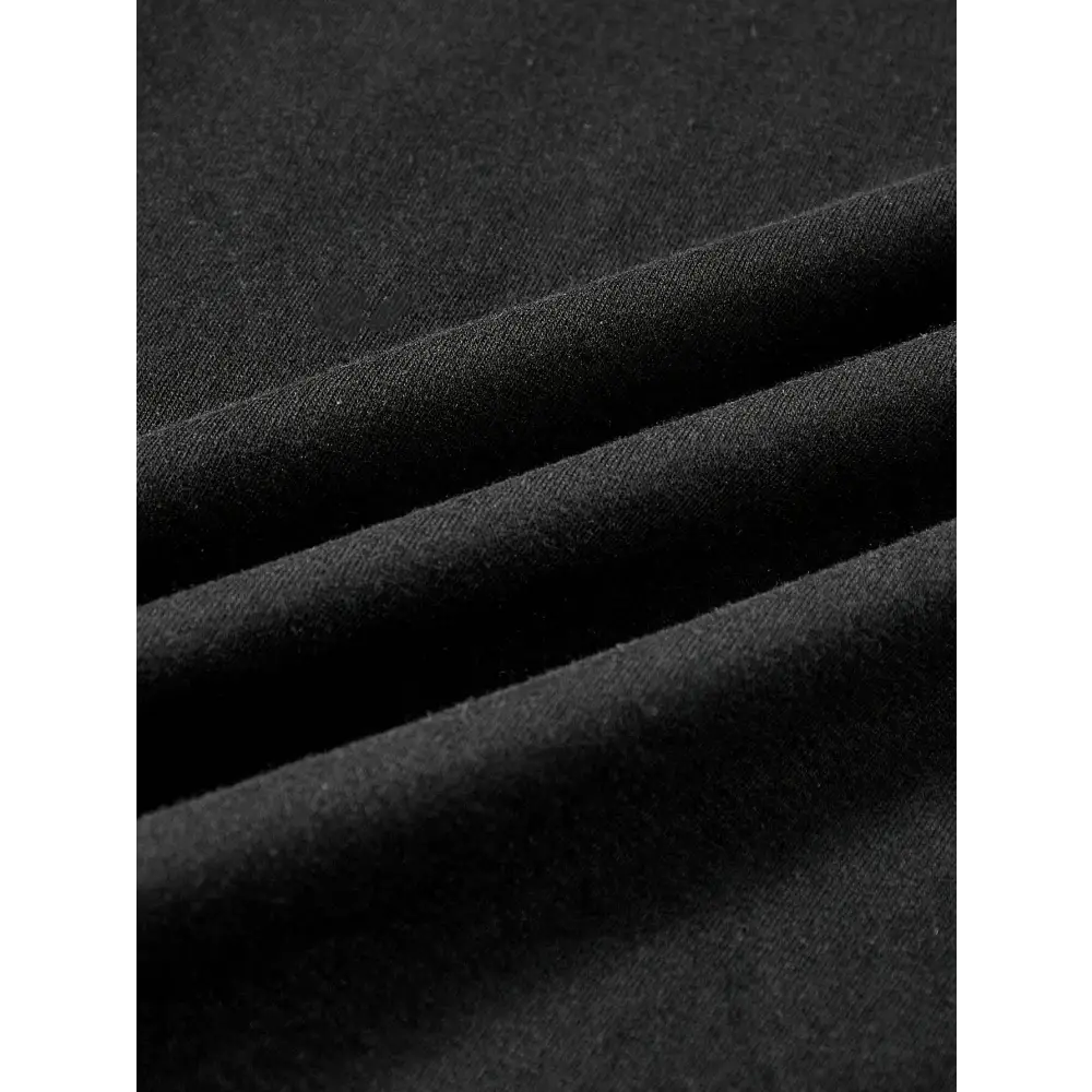 Black cotton fabric with smooth texture and subtle horizontal ridges on splicing bear letter printed casual t-shirt