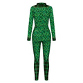 St patricks day green bow digital print jumpsuit featuring a green shamrock one-piece with plaid accents