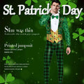 St patricks day green bow digital print jumpsuit with shamrock slim stretch fabric yellow musical note vest
