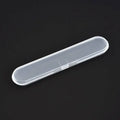 Clear plastic zippered case with rounded ends and latch for stainless steel beauty needle set storage