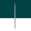 Silver steel beauty needle with textured grip and looped ends from beauty needle set with zippered case