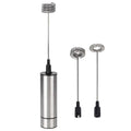 Stainless steel milk frother and coffee stirrer with two interchangeable spiral whisk attachments for versatile use