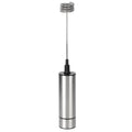 Silver stainless steel milk frother and coffee stirrer with coiled wire whisk attachment for versatile use as egg beater