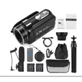 Standard black English 2.7k HD digital camcorder dv06s with sleek ergonomic design silver lens ring and built-in led light on top