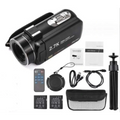 Standard black English 2.7k hd digital camcorder dv06s with silver lens ring and built-in led light for handheld use