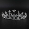 A sparkling silver zircon headdress with star-shaped crystal embellishments for formal dress accessories