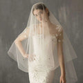 A delicate white lace bridal veil with floral embroidery and star embellishments in variable mso-font-signature design