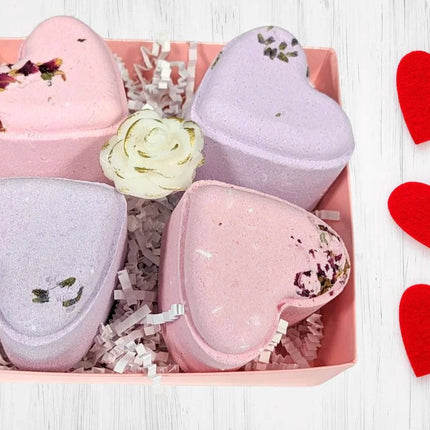 SUNE exclusive - Heart Shaped Shower Steamers Gift Box, Set of 4 Shower Steamers Package - Royalessencelux