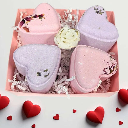 SUNE exclusive - Heart Shaped Shower Steamers Gift Box, Set of 4 Shower Steamers Package - Royalessencelux
