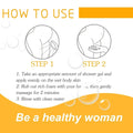 Orange and white instructional guide on the back of sunflower oil shower gel body cleansing 150ml for proper use