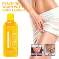 Yellow plastic bottle of eelhoe shower gel with sunflower oil for body cleansing 150ml in sunflower oil shower category