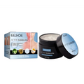 Black jar suntanning beauty cream with blue and white labeling highlights moisturizing natural ingredients for even skin tone
