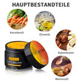 Black jar with orange lid containing 50g suntanning beauty cream soft brown for even skin tone with natural ingredients
