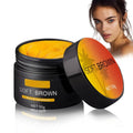 Black jar of suntanning beauty cream with vibrant lid contains 50g of natural ingredients for even skin tone