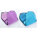 Pink and blue plush pet grooming mitts with paw prints featuring super absorbent microfiber for dogs cats towels