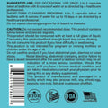 The back label of a blue-packaged super colon cleanse capsule with senna leaves, cascara sagrada, fda approval, and gmo-free certification for digestive health