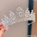 A sparkling silver sweet fashion jewelry crown headband with clear crystals and intricate leaf and floral patterns