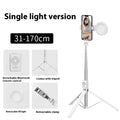 T11 rechargeable black selfie stick with silver adjustable arm double lamp ring light tripod base and remote control