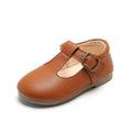 Tan leather versatile toddler mary jane shoe with buckle strap and rounded toe from versatile single shoes collection