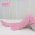 Pink purple plush terry cloth fuzzy long socks featuring a tan paw print design for cozy wear