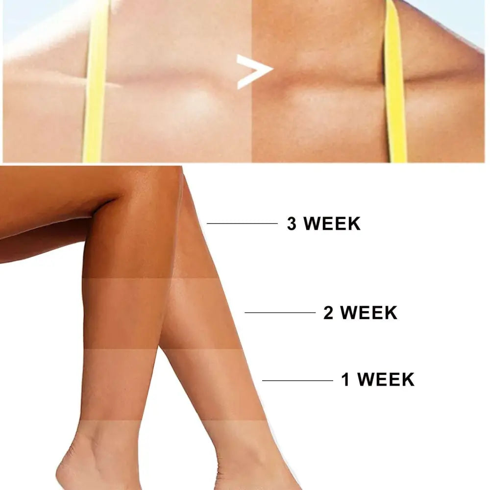 Yellow strap bikini top made of smooth stretchy fabric paired with eelhoe tanning aid spray bottle for sun kissed skin glow